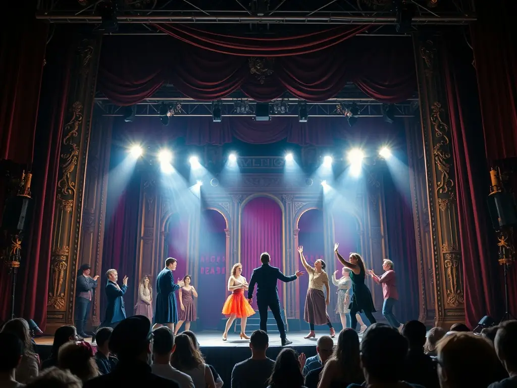 A captivating image of a stage performance by ACCES THEATRE, showcasing actors in costume and makeup, delivering a powerful and engaging theatrical experience to the audience.